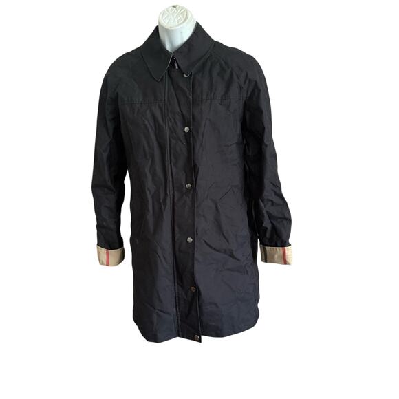 Burberry Black Raincoat Wool Liner Mid-Length Jacket Women’s 8 - Picture 1 of 13